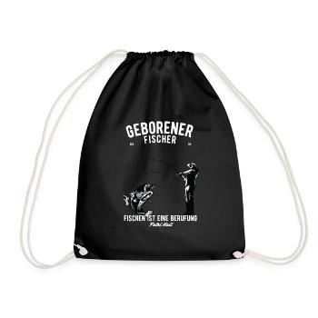 Geschenk für Fischer für jeden geborenen Fischer - Turnbeutel - Schwarz - Vorne