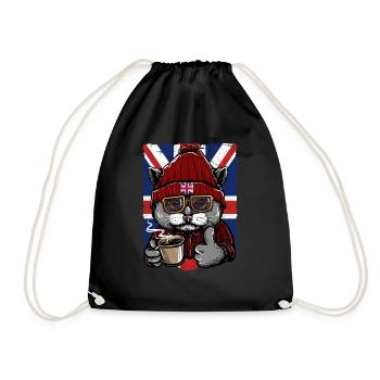 UK Union Jack Flag T-Shirt English England Cats - Sac de sport léger - noir - Devant