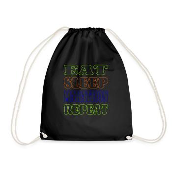 Eat sleep marathon repeat - Drawstring Bag - black - Front