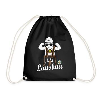 Lausbua mit Lederhose cooles Gangster Baby - Turnbeutel - Schwarz - Vorne
