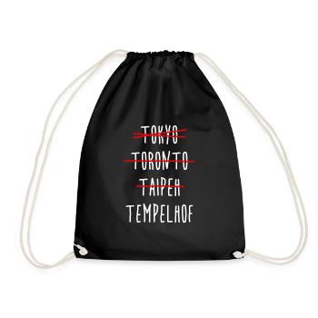 Tempelhof - Berlin - Tokyo - Toronto - Taipeh - Turnbeutel - Schwarz - Vorne
