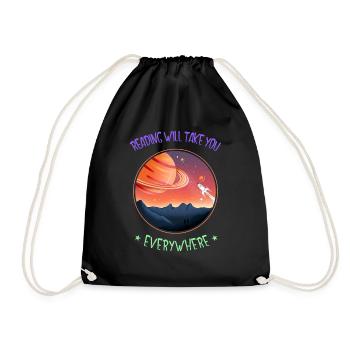 La lecture vous emmène partout - Saturne - Sac de sport léger - noir - Devant