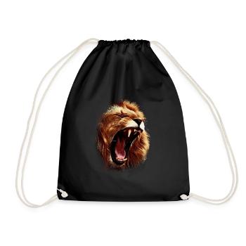 Roaring wild lion / lion head - Drawstring Bag - black - Front