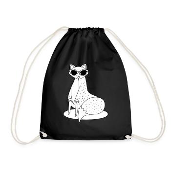 schlichter, cooler Fuchs mit Sonnenbrille - Turnbeutel - Schwarz - Vorne