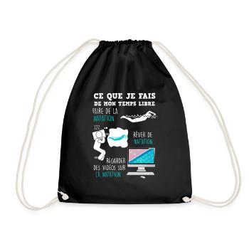 Idée cadeau sport natation passion - Sac de sport léger - noir - Devant