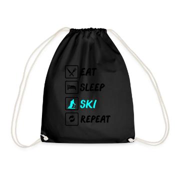 eat sleep ski repeat - Turnbeutel - Schwarz - Vorne
