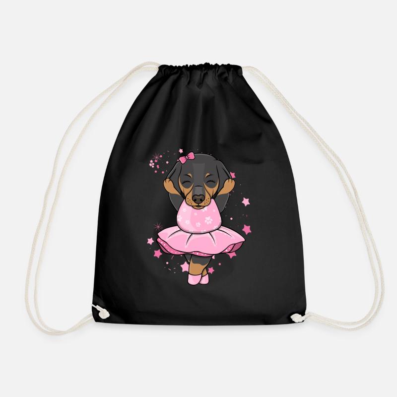 Dackel Ballerina - Turnbeutel - Schwarz