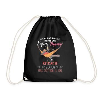 Super mamie et retraitée cadeau petits enfants - Sac de sport léger - noir - Devant