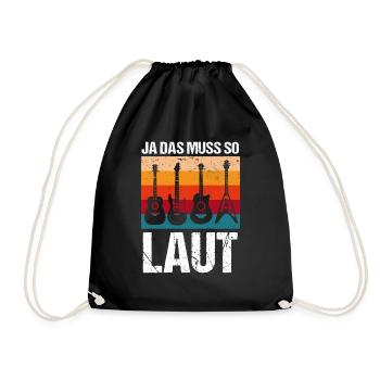 Gitarren Vintage Outfit ja das muss so laut musik - Turnbeutel - Schwarz - Vorne