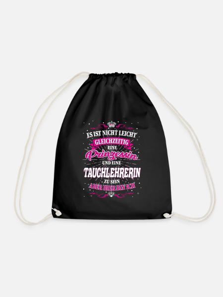 Tauchlehrerin und Prinzessin T-Shirt - Turnbeutel - Schwarz