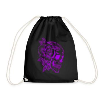 Proposition intéressante: Crâne avec motif de fleur - Sac de sport léger - noir - Devant