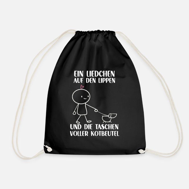 Strichmännchen Hundespruch Geschenk Hundehalter - Turnbeutel - Schwarz