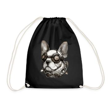 Steampunk Français Bulldog Frenchie - Sac de sport léger - noir - Devant