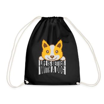 better with a dog - Turnbeutel - Schwarz - Vorne