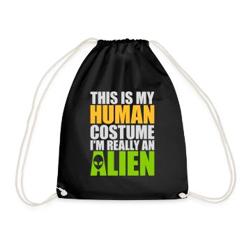 human costume alien Zitat - Turnbeutel - Schwarz - Vorne