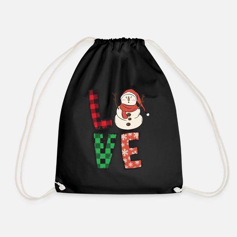 Ich liebe Weihnachten Schneemann - Turnbeutel - Schwarz