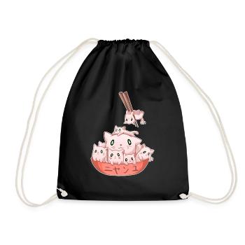 Ramen Kawaii Katze Anime Otaku Japanische Nudeln - Turnbeutel - Schwarz - Vorne