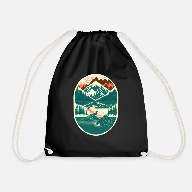 Nature & Mountains - Drawstring Bag - black