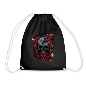Splash multicolor skull. Poker face - Drawstring Bag - black - Front
