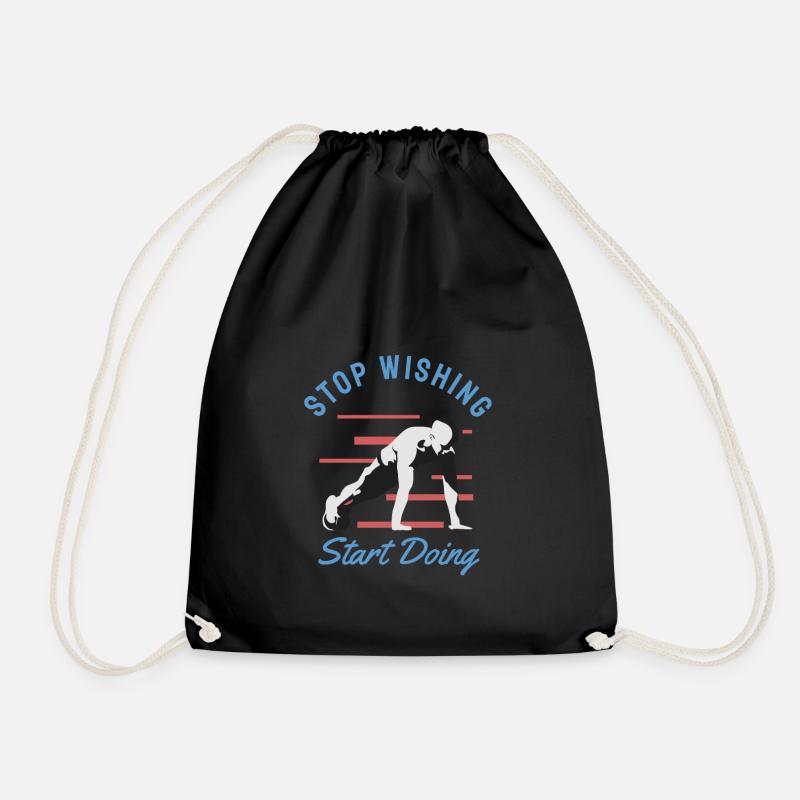 Stop wishing Start Doing - Drawstring Bag - black