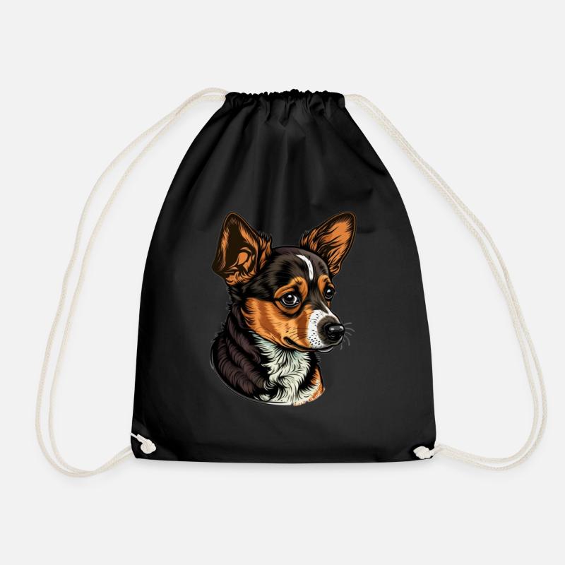 Cute dog - Drawstring Bag - black