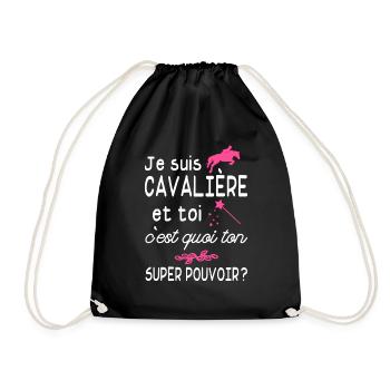je suis cavalière / cadeau humour cavalière - Sac de sport léger - noir - Devant