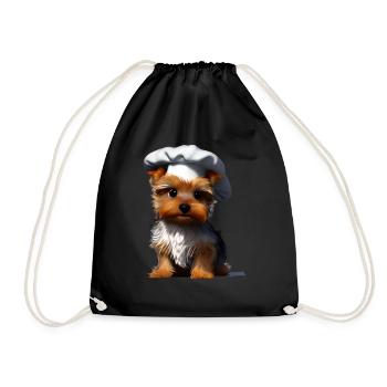 Restaurateur Yorkshire Terrier Cooking Dog Puppy - Drawstring Bag - black - Front