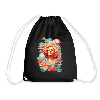 Retro Eleganz: Vintage Lady - Turnbeutel - Schwarz - Vorne