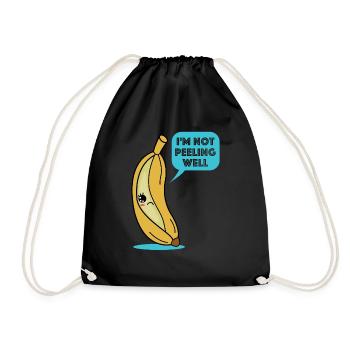 Ich schäle mich nicht gut| Banane, lustige Sprüche - Turnbeutel - Schwarz - Vorne