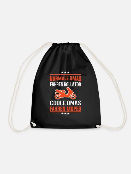 Coole Omas fahren Moped Design - Turnbeutel - Schwarz