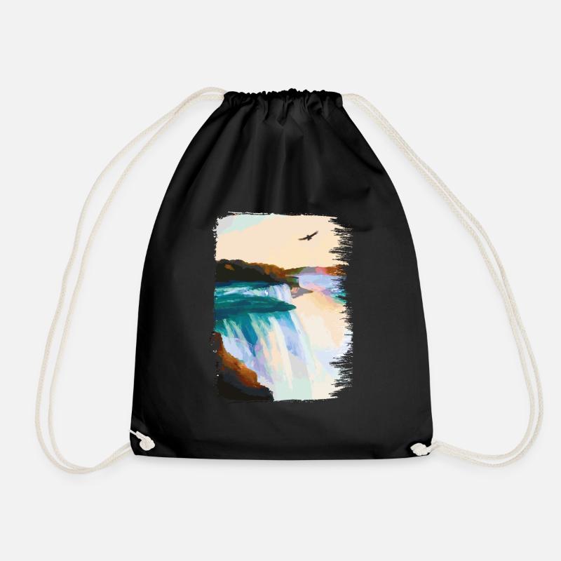 Niagara Falls Painting - Drawstring Bag - black