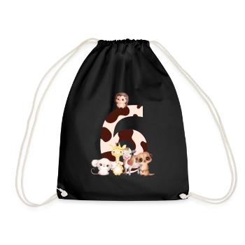 6th Anniversary - Sixth Anniversary Animals - Drawstring Bag - black - Front