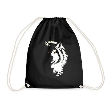 Wolf black & white - Turnbeutel - Schwarz - Vorne