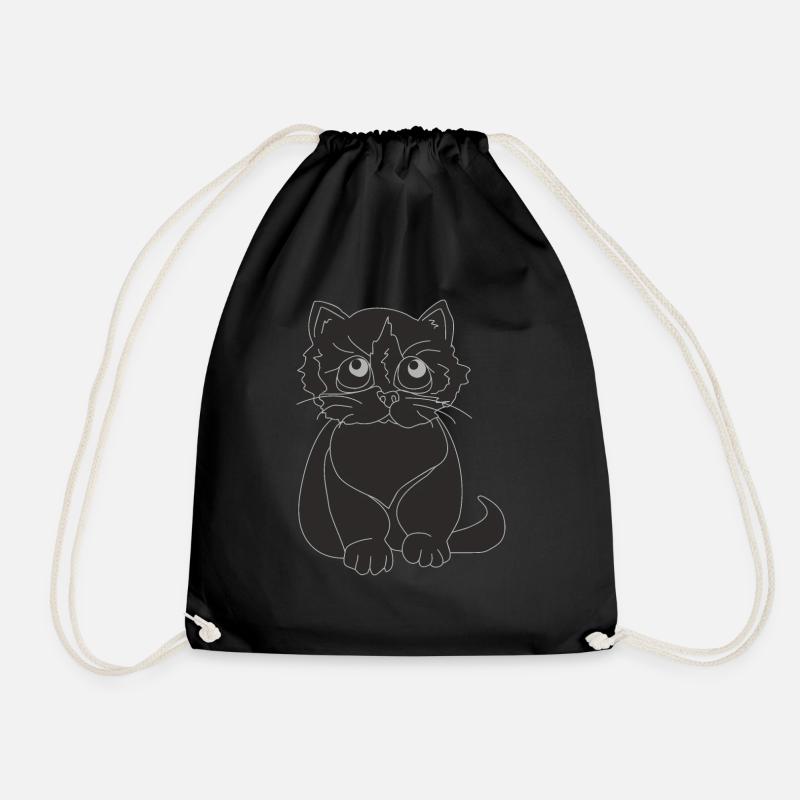 Beautiful black kitten - Drawstring Bag - black