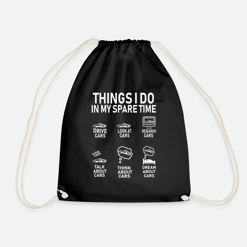 Things I Do in My Spare Time Car Enthusiast - Drawstring Bag - black