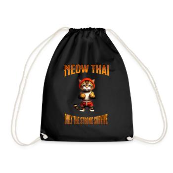 Mixed Martial Arts I Muay Thai Cat I Meow Thai I - Turnbeutel - Schwarz - Vorne