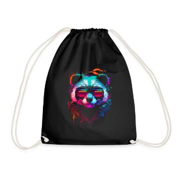 Hipster-Panda - Turnbeutel - Schwarz - Vorne