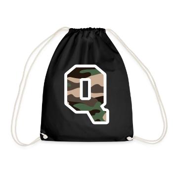 Buchstabe Q Militärische Tarnung - Geschenkidee - Turnbeutel - Schwarz - Vorne