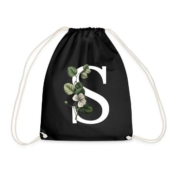 lettre S botanique vert - Sac de sport léger - noir - Devant