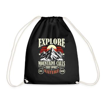 Explore Adventure Bold Mountains Calls Trekking - Drawstring Bag - black - Front