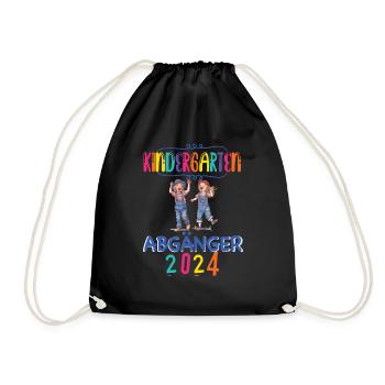 Kindergarten Abgänger 2024 Abschied Kita Hort Kiga - Turnbeutel - Schwarz - Vorne