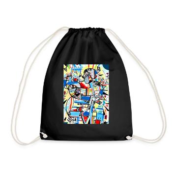 Cubism ink brush - Drawstring Bag - black - Front