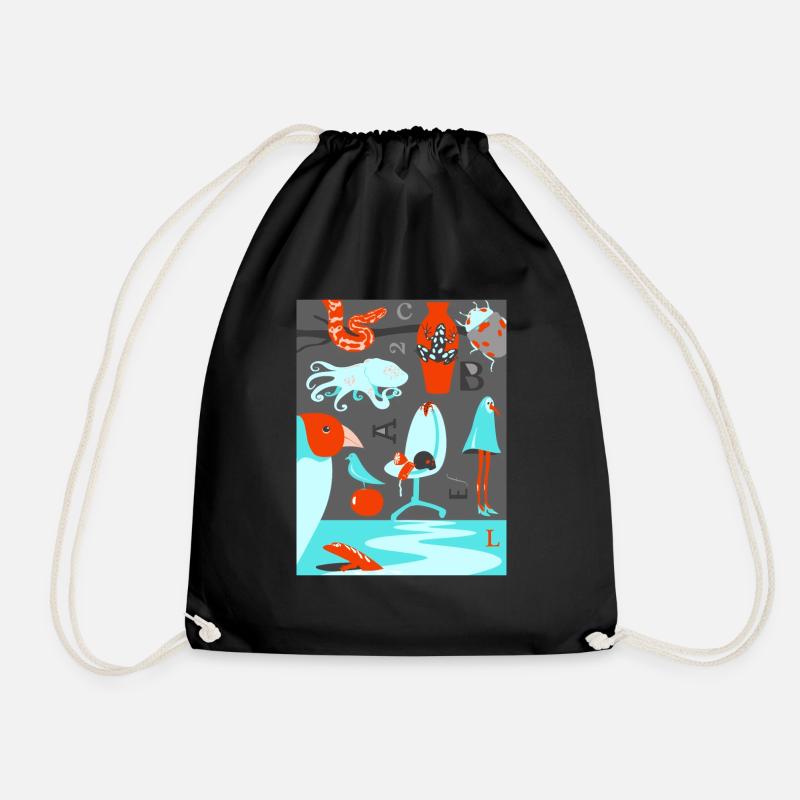 Silent zoo pop art - Drawstring Bag - black