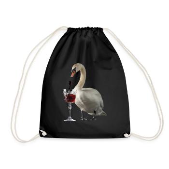Schwan Wein - Turnbeutel - Schwarz - Vorne