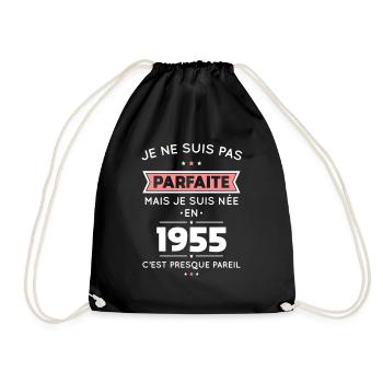 Anniversaire 70 ans - Pas parfaite mais née 1955 - Sac de sport léger - noir - Devant