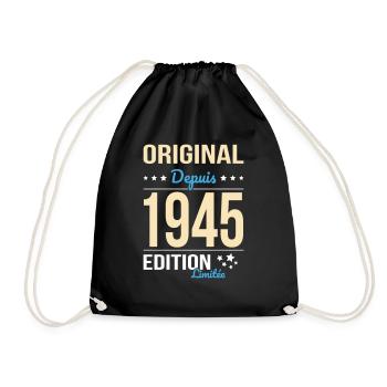 80 Jahre Jubiläum - Original seit 1945 - Turnbeutel - Schwarz - Vorne