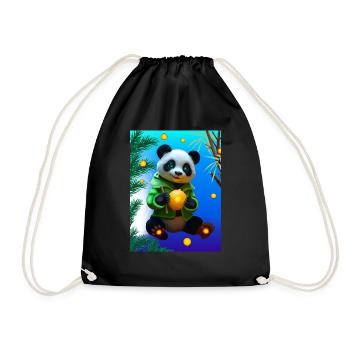 Cyber Zitrone Bambus Panda - Turnbeutel - Schwarz - Vorne