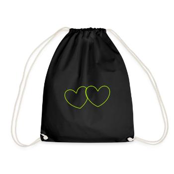 grünes Herz grün Paare Geschenk Valentinstag - Turnbeutel - Schwarz - Vorne