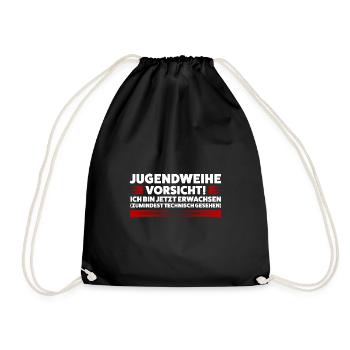 Jugendweihe Jugend Jugendliche Geschenk - Turnbeutel - Schwarz - Vorne
