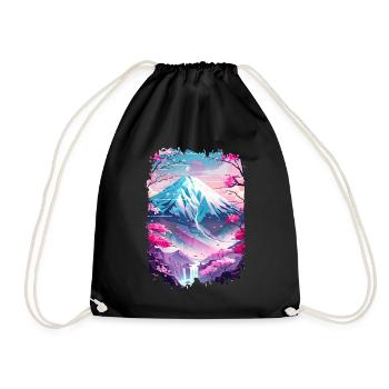 Retro Paysage Aesthétique Japonais - Sac de sport léger - noir - Devant